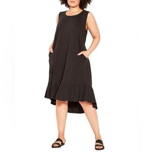 Zim & Zoe Evie Ruffle Dress Tank Black Midi Length Women’s Plus Size 18 (2X)